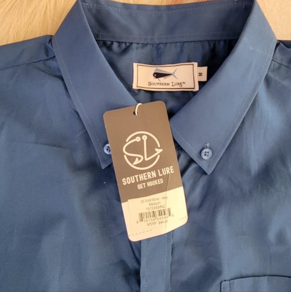Southern Lure Men's Casual Woven‎ Sport Shirt Size M Nany Blue - Picture 3 of 5